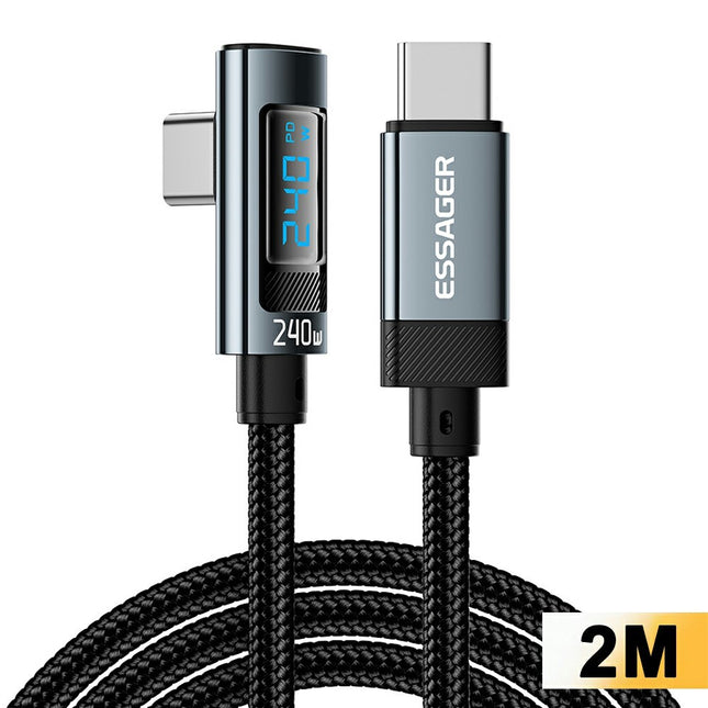 ESSAGER 2m 240W USB-C to USB-C Fast Charging Cable with Digital Display