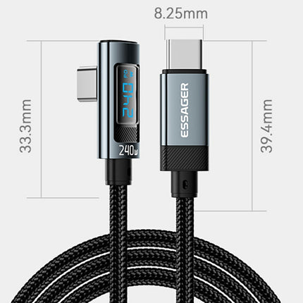 ESSAGER 2m 240W USB-C to USB-C Fast Charging Cable with Digital Display