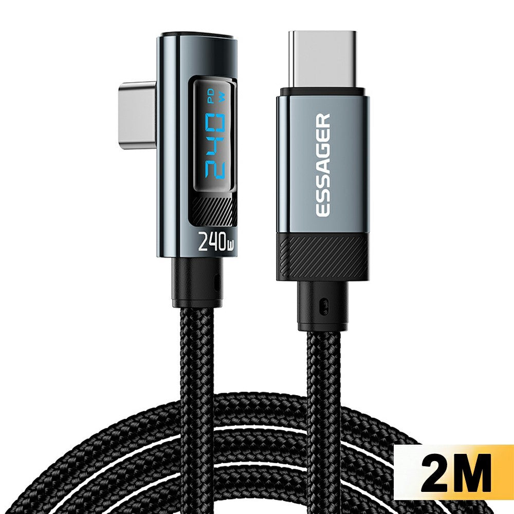 ESSAGER 2m 240W USB-C to USB-C Fast Charging Cable with Digital Display