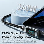 ESSAGER 2m 240W USB-C to USB-C Fast Charging Cable with Digital Display