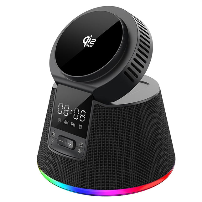 JJT-C67 5-in-1 Qi2.2 25W Ice Cooling Wireless Charger Bluetooth-compatible Speaker Charging Station with RGB Light