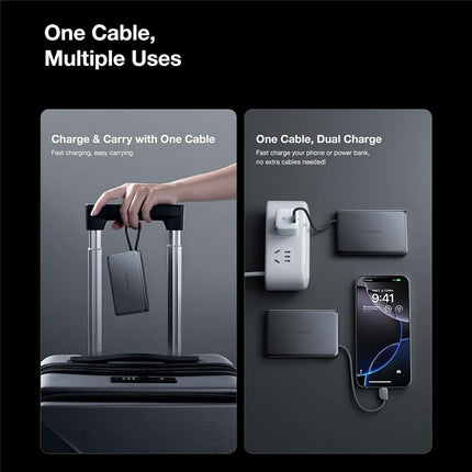 TORRAS Mini Power Bank 10000mAh Built-In Type-C Cable 22.5W PD Fast Charging Portable Charger