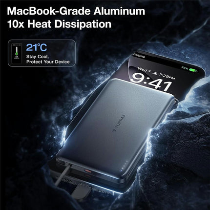 TORRAS Mini Power Bank 10000mAh Built-In Type-C Cable 22.5W PD Fast Charging Portable Charger