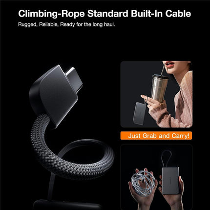 TORRAS Mini Power Bank 10000mAh Built-In Type-C Cable 22.5W PD Fast Charging Portable Charger