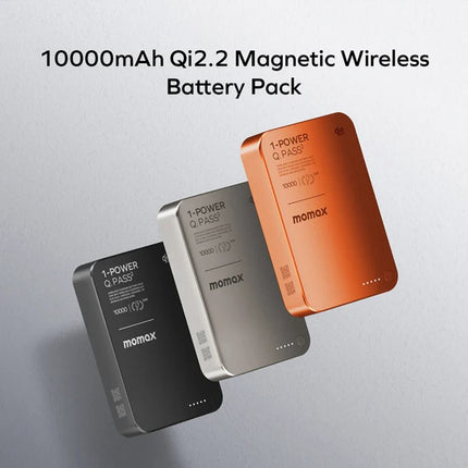 MOMAX 1-Power Q.Pass2 Qi2.2 25W Magnetic Wireless Power Bank for iPhone 12–17 Series 10000mAh Fast Charging Battery Pack