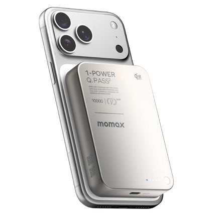 MOMAX 1-Power Q.Pass2 Qi2.2 25W Magnetic Wireless Power Bank for iPhone 12–17 Series 10000mAh Fast Charging Battery Pack