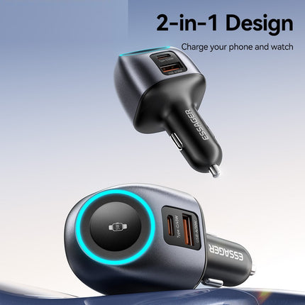 ESSAGER ES-CC31 50W Car Charger with USB-C, USB-A & Watch Charging