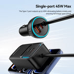 ESSAGER F789 135W 6-Port Car Charger with Dual Retractable USB-C Cables
