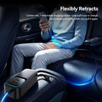 ESSAGER F789 135W 6-Port Car Charger with Dual Retractable USB-C Cables