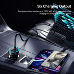 ESSAGER F789 135W 6-Port Car Charger with Dual Retractable USB-C Cables