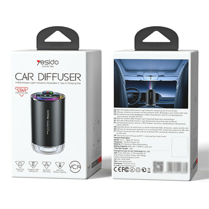 YESIDO VC14 Car Aromatherapy Diffuser – RGB Starry Sky Air Freshener