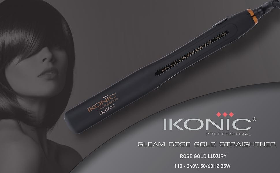 Ikonic Gleam Hair Straightener | 1’ Ceramic Plates LED