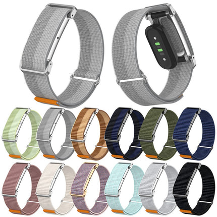 For Google Fitbit Air Nylon Loop Band Adjustable Magic Tape Replacement Watch Strap with Metal Protective Case