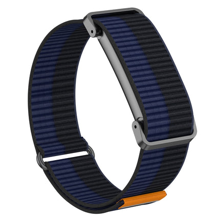 For Google Fitbit Air Nylon Loop Band Adjustable Magic Tape Replacement Watch Strap with Metal Protective Case