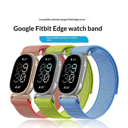 For Google Fitbit Edge Watch Band Magic Tape Nylon Woven Replacement Wrist Strap