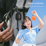 For AirPods 3 Earphone Case TPU Faux Leather Texture Secure Lock Protective Cover with Metal Ring