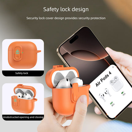 For AirPods 3 Earphone Case TPU Faux Leather Texture Secure Lock Protective Cover with Metal Ring