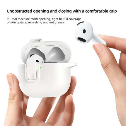 For AirPods 3 Earphone Case TPU Faux Leather Texture Secure Lock Protective Cover with Metal Ring