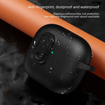 For AirPods 3 Earphone Case TPU Faux Leather Texture Secure Lock Protective Cover with Metal Ring