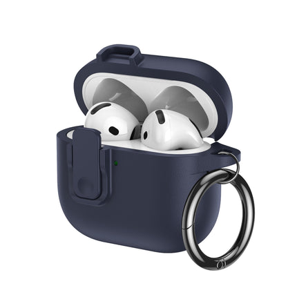 For AirPods 3 Earphone Case TPU Faux Leather Texture Secure Lock Protective Cover with Metal Ring
