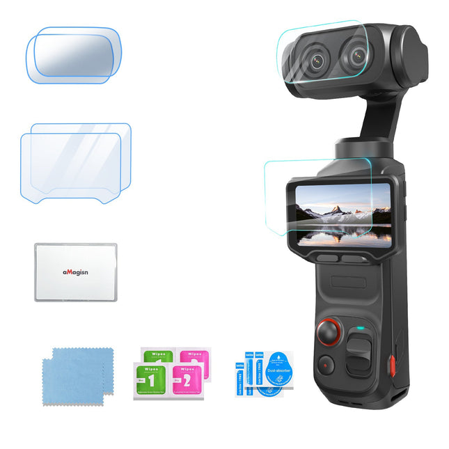 AMAGISN Insta360 Luna Ultra Screen & Lens Protector Kit – 2+2 Tempered Glass