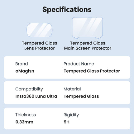 AMAGISN Insta360 Luna Ultra Screen & Lens Protector Kit – 2+2 Tempered Glass