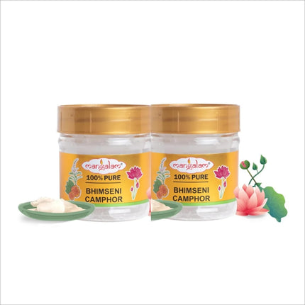 MANGALAM Bhimseni Camphor Jar - 50 GM PACK OF 2 - BHIMSENI