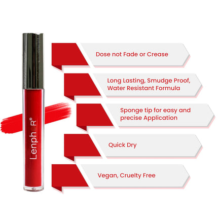 User applying Lenphor Liquid Sindoor expertly with the sponge tip for flawless results.