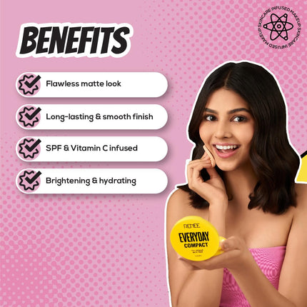 RENEE Everyday Compact Powder - high coverage face powder perfect for a silky smooth and matte finish, providing everyday skincare benefits through its unique formula.