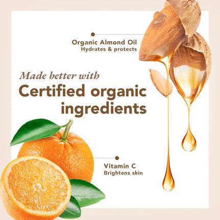 Organic Harvest Weightless BB Cream before and after application, showing the natural coverage it provides for flawless skin.