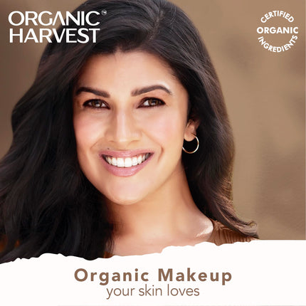Organic Harvest Weightless BB Cream with a soft, natural glow, ideal for creating a fresh makeup look.
