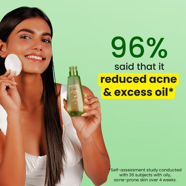 Dot & Key Cica Calming Skin Clarifying Toner featuring Green Tea & Niacinamide, a perfect calming toner for sensitive skin, helps fade acne scars, 150ml