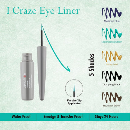 Lenphor I Craze Liquid Eyeliner Pen showcasing its ergonomic design, perfect for creating precise lines with waterproof liquid eyeliner.