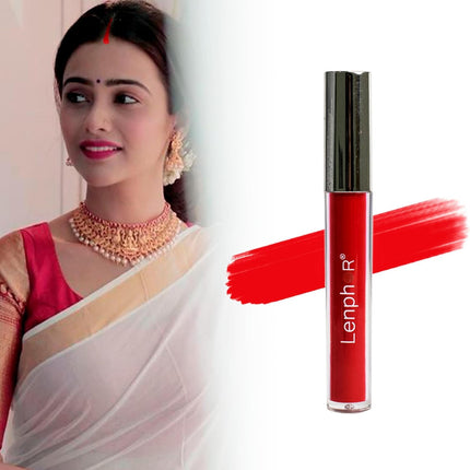 Lenphor Liquid Sindoor displayed next to makeup essentials, highlighting its must-have status in beauty.