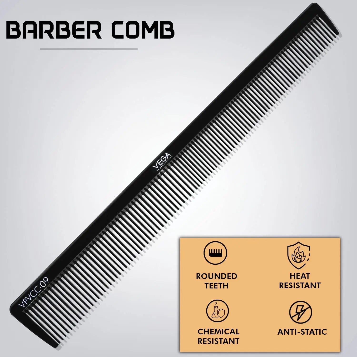 Vega Professional Barber Comb VPVCC-09 (Pack of 2) - Heat