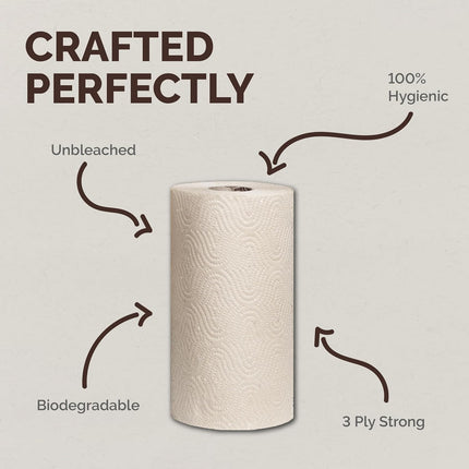 Image displaying Good Karma 3 Ply Eco-Friendly Unbleached Kitchen Tissue Paper Roll - Pack of 6, emphasizing its eco-friendly kitchen paper characteristics.