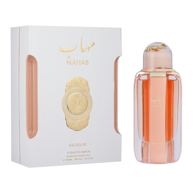 NUSUK Mahab Perfume for Men & Women - 100ml, a luxury gift perfume featuring vibrant red fruits and musk notes.