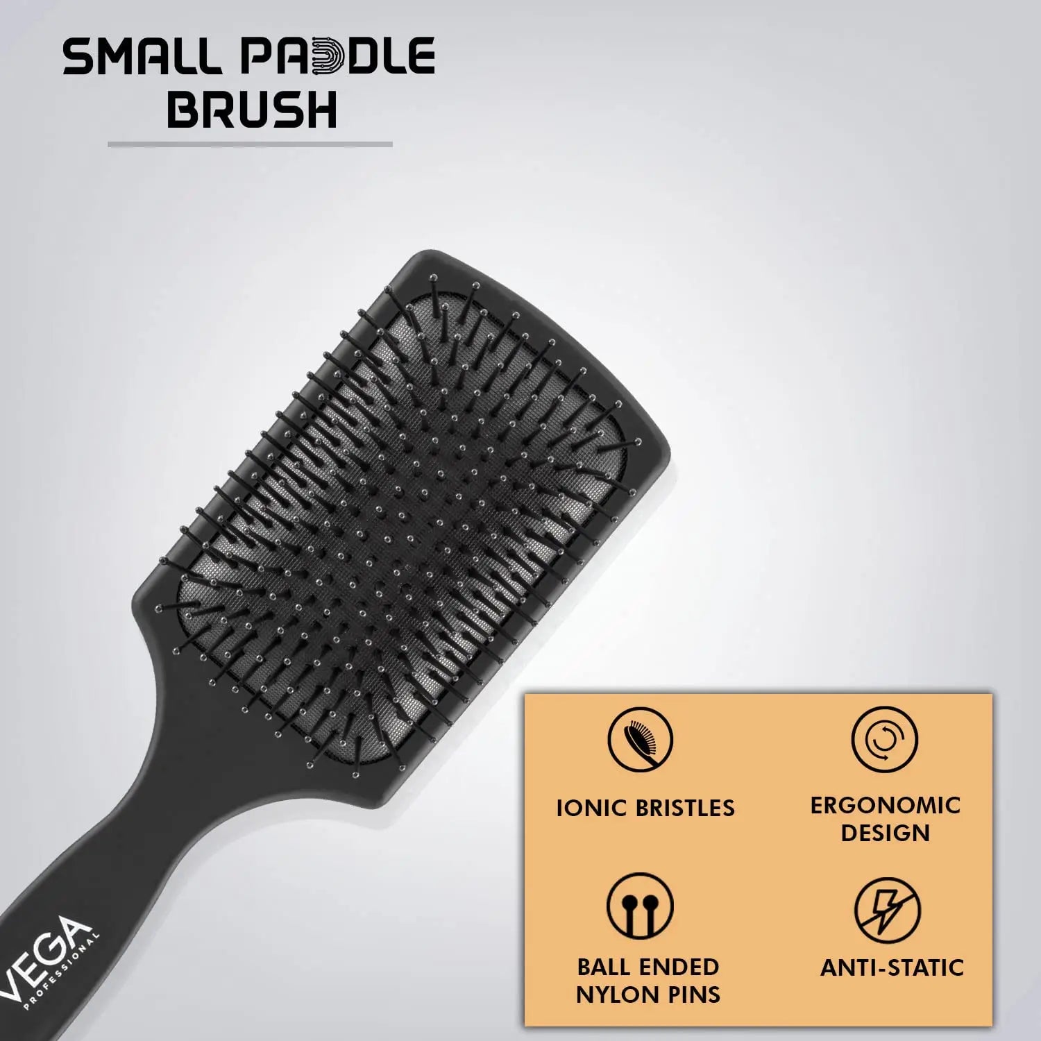 Vega Professional Small Paddle Hair Brush with Ionic