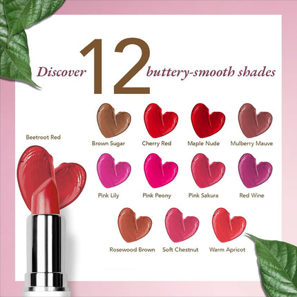 Packaging of Organic Harvest Moisture Matte Lipstick - Beetroot Red, showcasing the eco-friendly materials used in this organic matte lipstick.