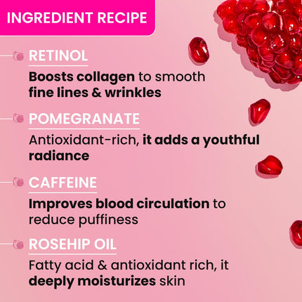 Benefits of using Dot & Key Pomegranate Retinol + Caffeine Eye Cream, formulated as an advanced anti-aging eye cream.