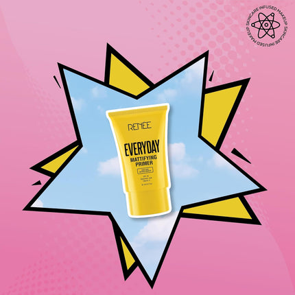 RENEE Everyday Primer bottle showcasing its non-sticky formula, designed as a primer for fine lines and long-lasting makeup.