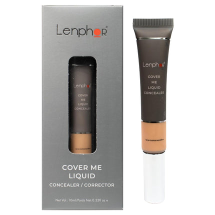 Close-up of Lenphor Cover Me Liquid Concealer in Beige, highlighting its high coverage and velvety texture.