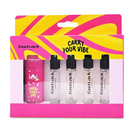 Fastrack Discovery Perfume for Women | Best for travel & for gift | 8 ml x 4 Premium Scents- Girl Boss, Lush, Celeb & Wander | Fresh & Woody | 32 ml