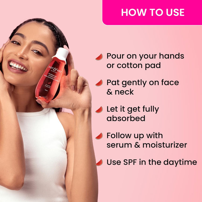 Dot & Key Watermelon SuperGlow Glycolic Face Pore Tightening Toner 150 ml - An alcohol-free formula designed for uneven skin tone.