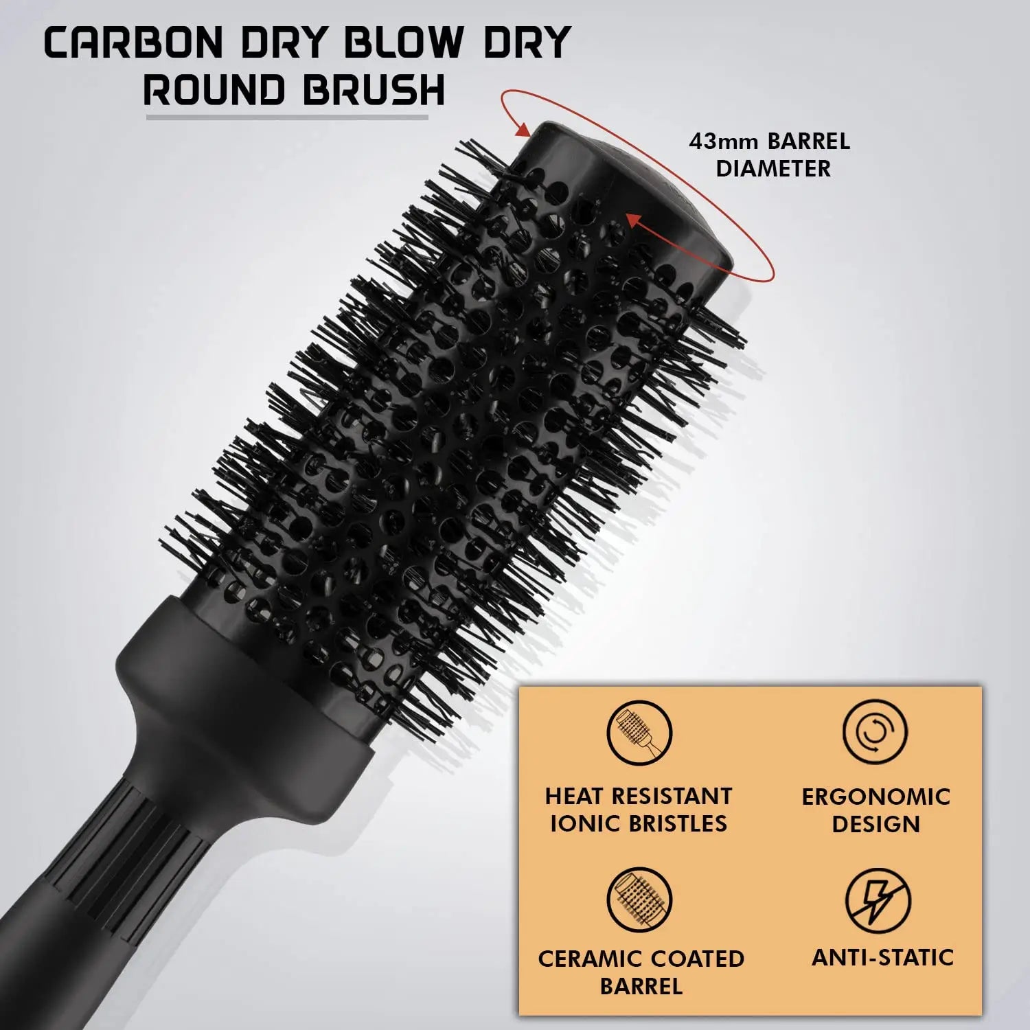 Vega Professional Carbon Round Brush 43mm - Heat Resistant