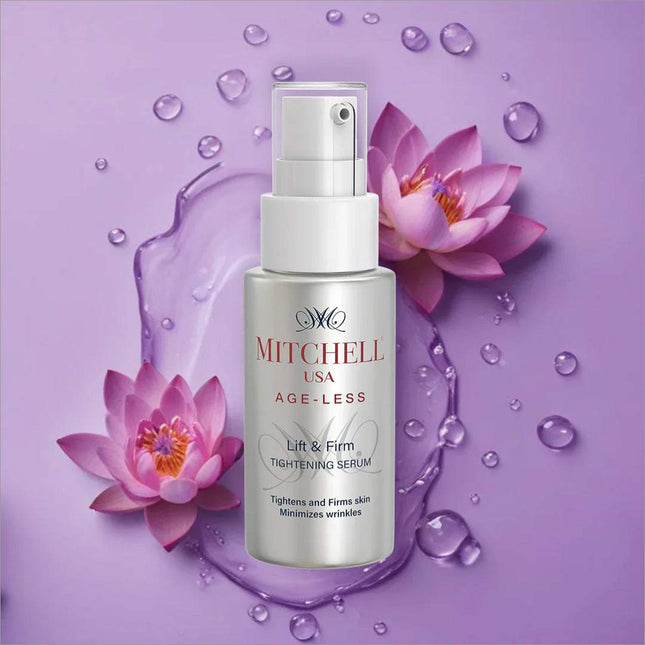 Mitchell USA Lift & Firm Instant Face Tightening Serum 30ml bottle with Lotus Bio-Repair formula for fast skin tightening