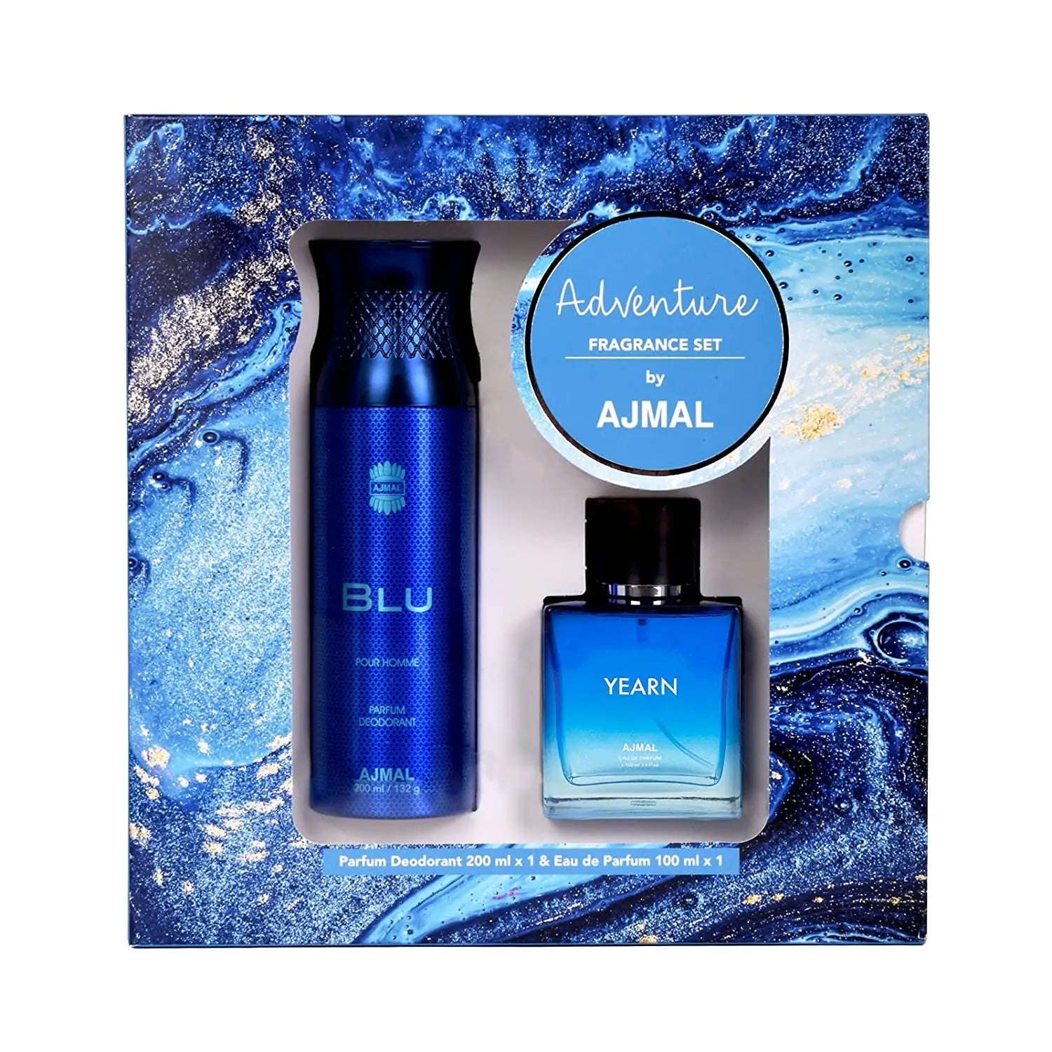 Ajmal Gift Set of Yearn EDP 100ML & Blu Deodrants 200 ML