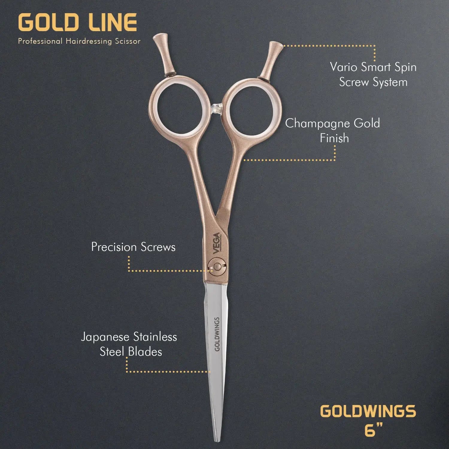 Vega Professional Goldwings 6’ Gold Line Hairdressing