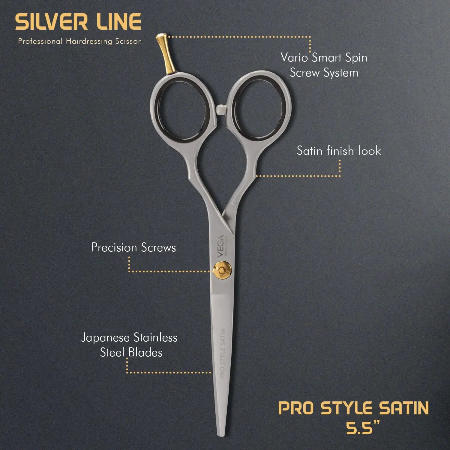 Vega Professional Pro Style Satin 5.5’ Silver Line