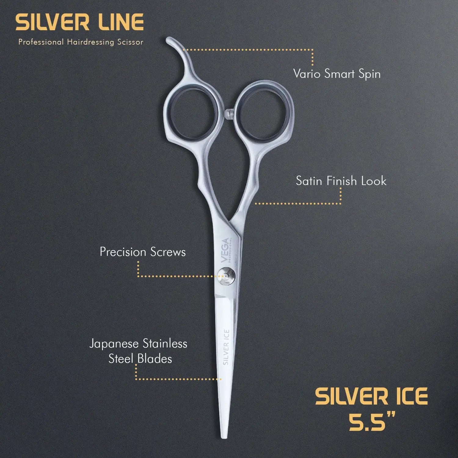 Vega Professional Silver Ice 5.5” Hairdressing Scissors